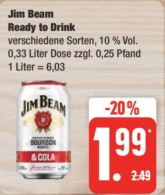 Jim Beam Ready to Drink 330ml Angebot bei Edeka