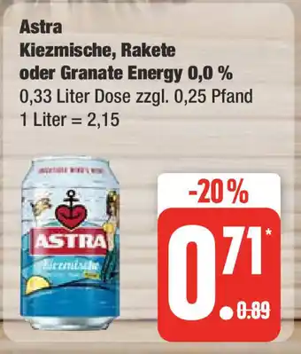 Edeka Astra Kiezmische, Rakete oder Granate Energy 0,0 % 0,33 L Angebot