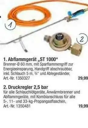 toom Baumarkt Abflammgerät St1000 Oder Druckregler 2.5 Bar Angebot