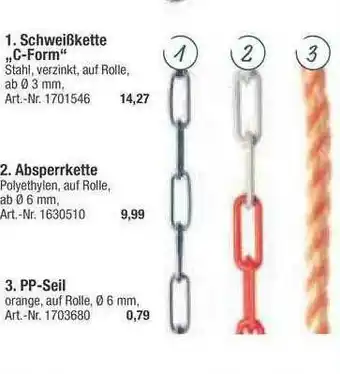 toom Baumarkt Schweißkette C-form, Absperrkette Oder Pp-seil Angebot