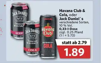 Combi Havana Clun & Cola Oder Jack Daniel's Angebot