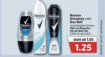 Combi Rexona Deospray Oder Deo Roll Angebot