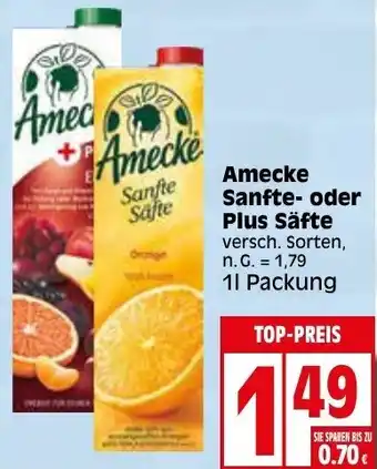 Elli Markt Amecke Sanfte- oder Plus Säfte 1 L Packung Angebot