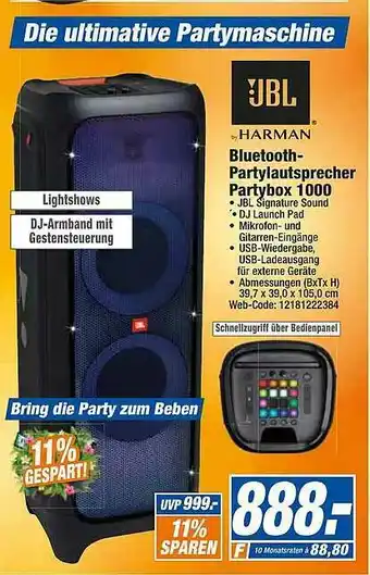 expert Octomedia Jbl Bluetooth-partylautsprecher Partybox 1000 Angebot