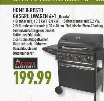 Marktkauf Home & Resto Gasgrillwagen 4+1 Dakota Activa Mastercook Angebot