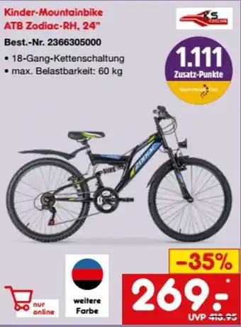 Netto Marken-Discount KS Cycling Kinder-Mountainbike ATB Zodiac-RH, 24" Angebot
