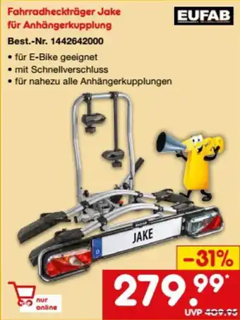 Netto Marken-Discount EUFAB Fahrradheckträger Jake für Anhängerkupplung Angebot