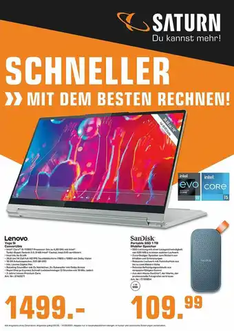 Saturn Lenovo Yoga 9i Convertible Oder Sandisk Portable Ssd 1tb Mobiler Speicher Angebot