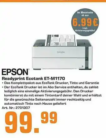 Saturn Epson Readypring Ecotank Et-m1170 Angebot