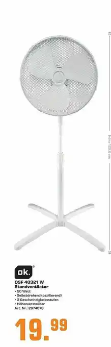 Saturn Ok Osf 40321w Standventilator Angebot