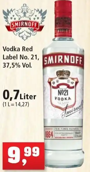 Thomas Philipps SMIRNOFF Vodka Red 0,7 Liter Angebot