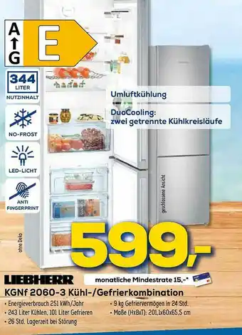 Euronics XXL Liebherr Kgnf 2060-3 Kühl- Gefrierkombination Angebot