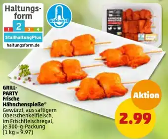 PENNY GRILL-PARTY Frische Hähnchenspieße 300-g-Packung Angebot