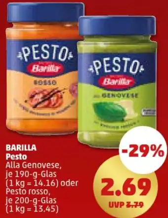 PENNY BARILLA Pesto 190/200 g Glas Angebot