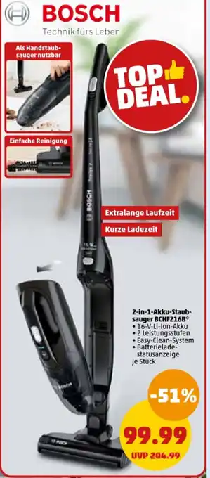 PENNY Bosch 2-in-1-Akku-Staubsauger BCHF216B Angebot