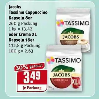 REWE Kaufpark Jacobs Tassimo Cappuccino Kapseln 8er Oder Crema XL Kapseln 16er Angebot