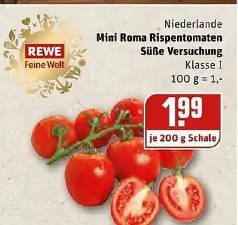 REWE Kaufpark Mini Roma Rispentomaten Süße Versuchung Angebot