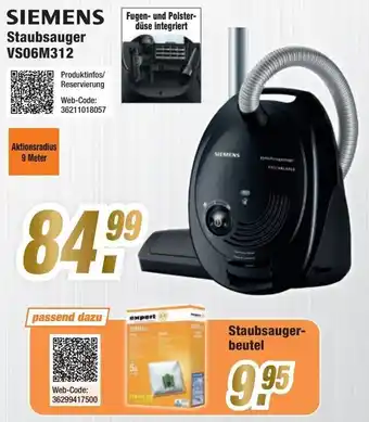 Expert SIEMENS Staubsauger VS06M312 Angebot