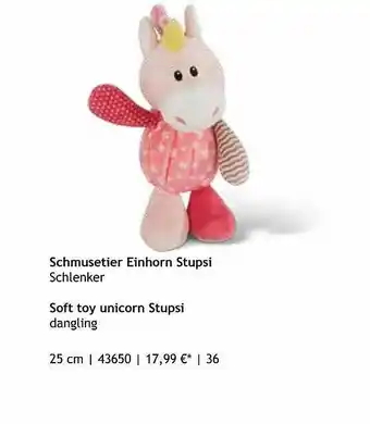 Nici Schmusetier Einhorn Stupsi Schlenker Angebot