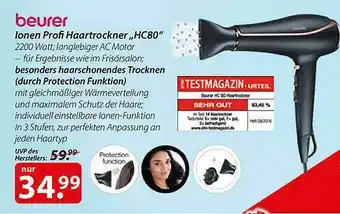 Magro Beurer Ionen Profi Haartrockner Hc80 Angebot