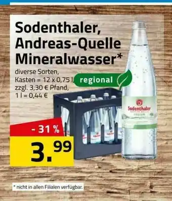 Logo Getränkemarkt Sodenthaler, Andreas-quelle Mineralwasser Angebot