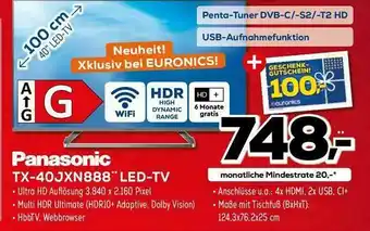 Euronics XXL Panasonic Tx-40jxn888 Led-tv Angebot