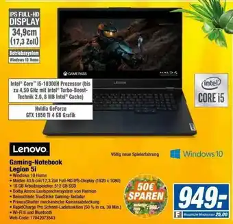 Expert Lenovo Gaming-notebook Legion 5i Angebot