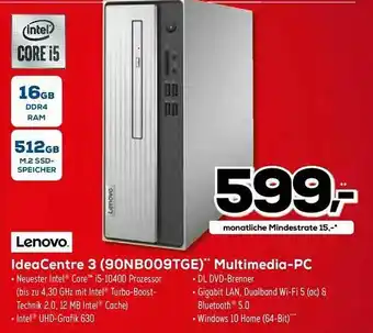 Euronics XXL Lenovo Ideacentre 3 90nb009tge Multimedia-pc Angebot