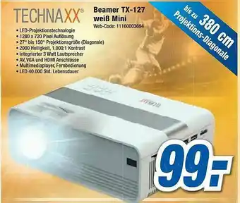 Expert Technaxx Beamer Tx-127 Weiß Mini Angebot