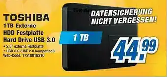 Expert Toshiba 1tb Externe Hdd Festplatte Hard Drive Usb 3.0 Angebot