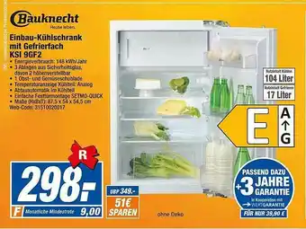 expert Techno Land Bauknecht Einbau-kühlschrank Mit Gefrierfach Ksi9gf2 Angebot