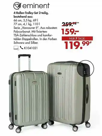 Galeria Eminent 4-rollen-trolley-set 2-tlg Angebot