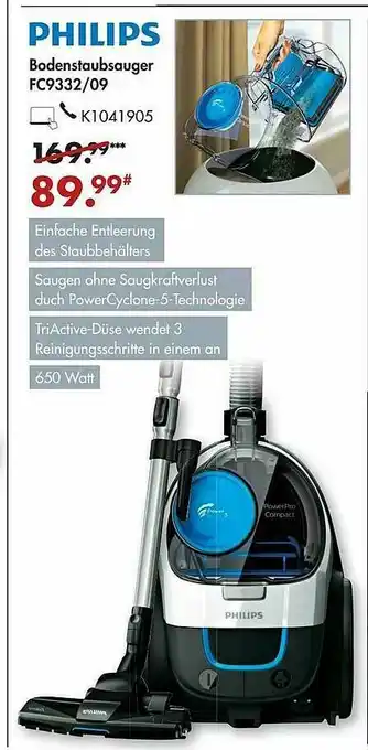 Galeria Philips Bodenstaubsauger Fc9332.09 Angebot