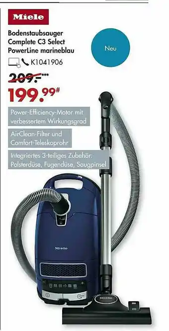 Galeria Miele Bodenstaubsauger Complete C3 Select Powerline Marineblau Angebot