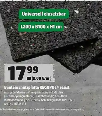 Hagebau Bautenschutzplatte Regupol Resist Angebot