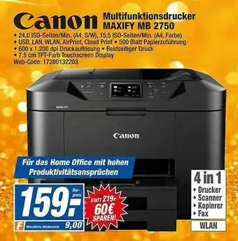 HEM Expert Canon Multifunktionsdrucker Maxify Mb2750 Angebot