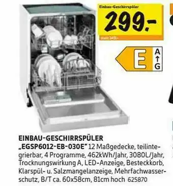 SCONTO Einbau-geschirrspüler „EGSP6012 EB-030E” Angebot