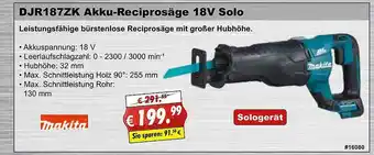 Stabilo Fachmarkt Akku-reciprosäge 18v Solo Djr 187zk Makita Angebot