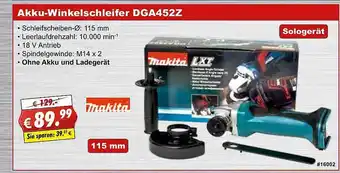 Stabilo Fachmarkt Makita Akku-winkelschleifer Dga452z Angebot