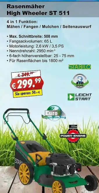 Stabilo Fachmarkt Rasenmäher High Wheeler St511 Angebot