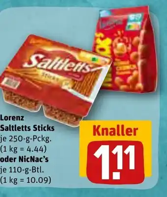 REWE Lorenz Saltletts Sticks je 250- oder NicNac's je 110-g Angebot