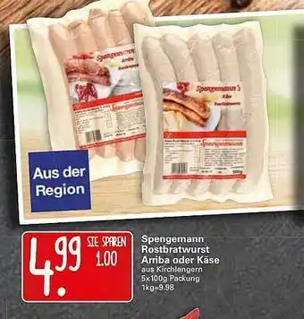 WEZ Spengemann Rostbratwurst Arriba Oder Käse Angebot