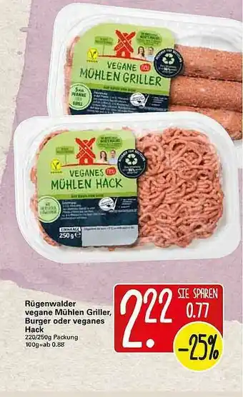 WEZ Rügenwalder Mühle Vegane Mühlen Griller, Burger Oder Veganes Hack Angebot