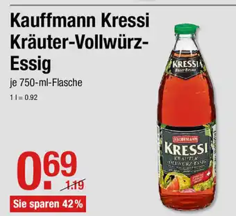 V Markt Kauffmann Kressi Kräuter Vollwürz Essig 750ml Angebot