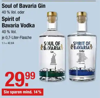 V Markt Soul of Bavaria Gin oder Spirit of Bavaria Vodka 0,7L Angebot