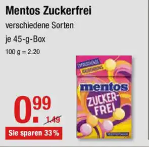 V Markt Mentos Zuckerfrei 45g Angebot