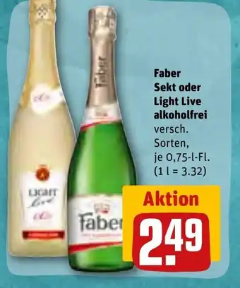 REWE Faber Sekt oder Light Live alkoholfrei je 750 ml Angebot