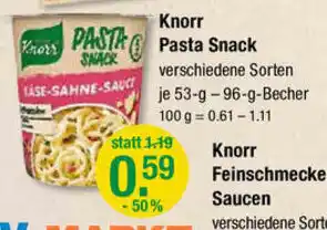 V Markt Knorr Pasta Snack 53-96g Becher Angebot