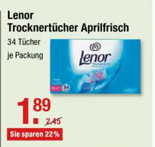 V Markt Lenor Trocknertücher Aprilfrisch Angebot