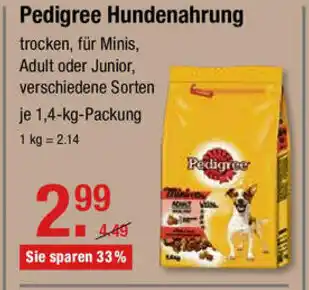 V Markt Pedigree Hundenahrung 1,4kg Angebot